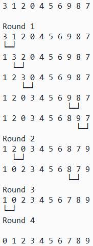 [The bubble sort algorithm works well with lists that are mostly already sorted]