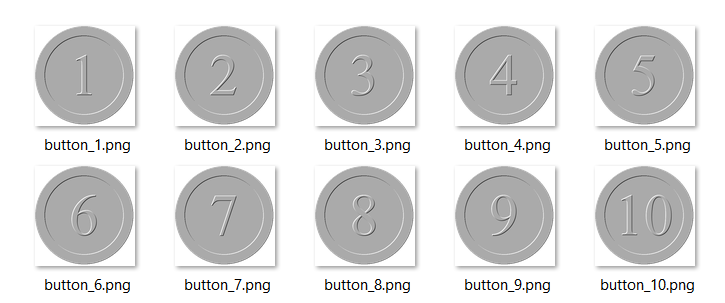 [Ten disabled button images generated in Python]