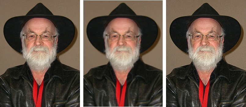 [A picture, a blurred version, and the result after unsharp masking]