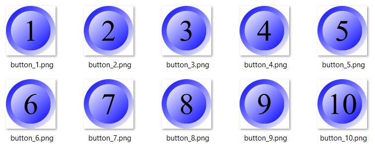 [Ten buttons displayed in File Explorer]
