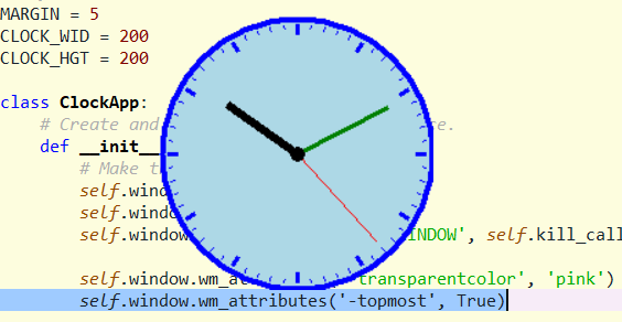 [An analog clock that stays above all other windows built in tkinter and Python]