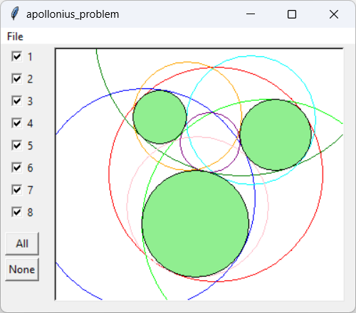 [Three circles and their tangent circles.]