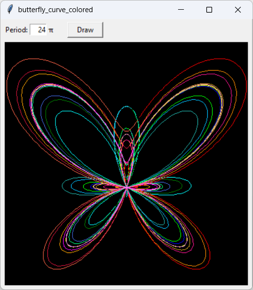[A colorful butterfly curve drawn in Python]