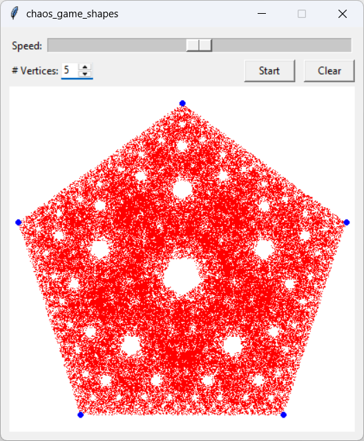 [A strange attractor made by the chaos game in Python]