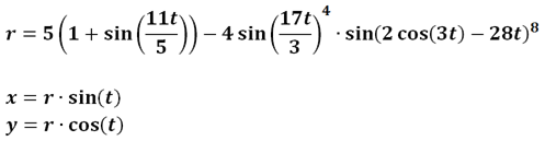 [These equations draw a chrysanthemum curve]