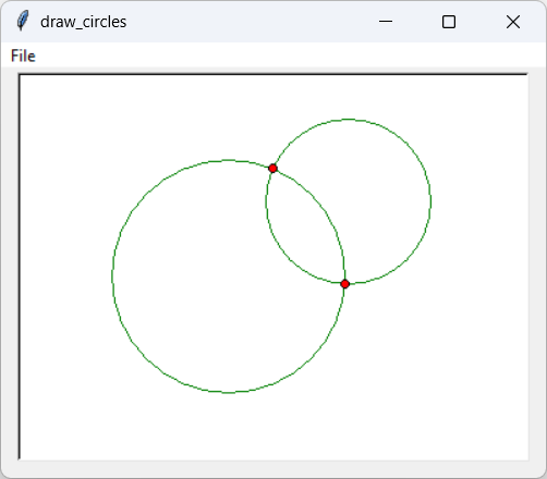 [A program showing where two circles intersect]