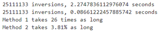 [This program shows two methods for solving the inversion counting problem in Python.]