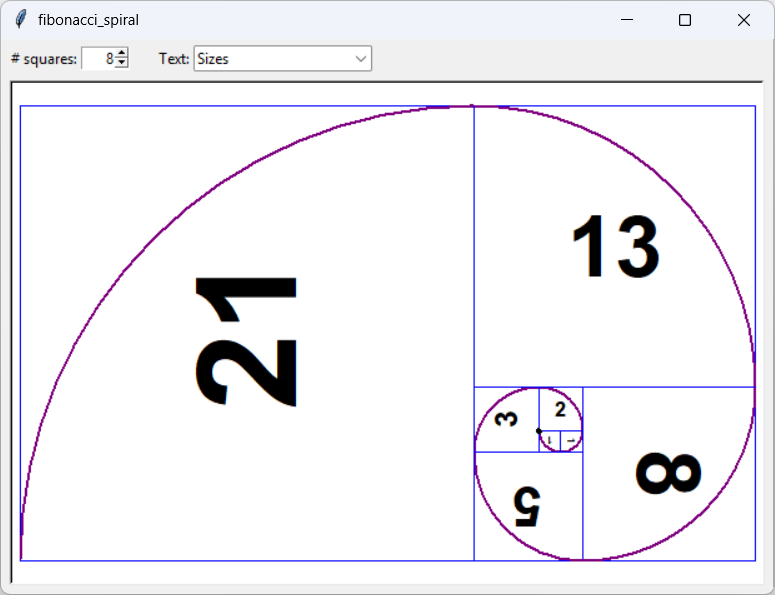[Drawing a Fibonacci spiral in Python]