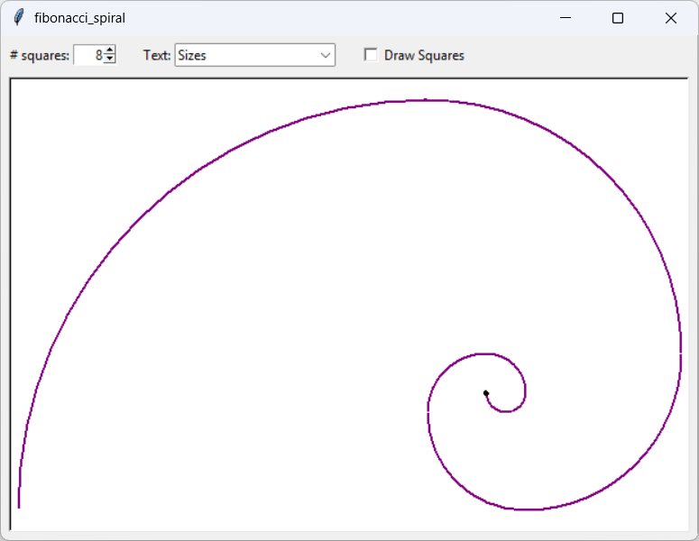 [A Fibonacci spiral drawn in Python]