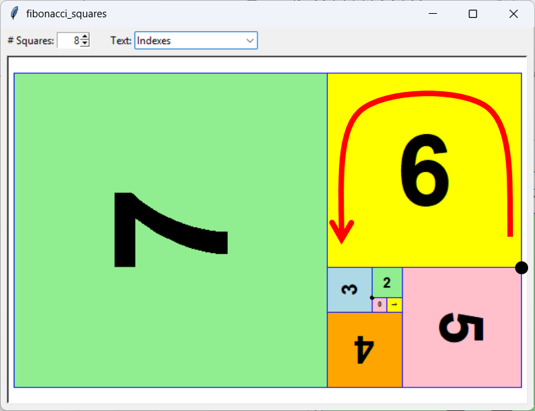 [Orienting Fibonacci squares drawn in Python]