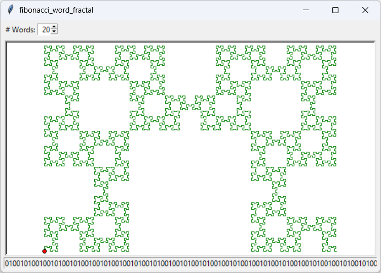 [A Fibonacci word fractal drawn in Python]