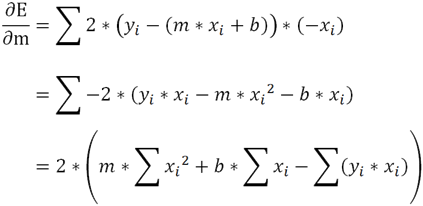 2 * (m * Sum[xi^2] + b * Sum[xi] - Sum[xi * yi])
