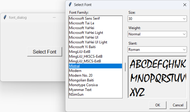 [A font dialog made with Python and tkinter]