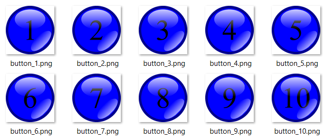 [Ten buttons displayed in File Explorer]