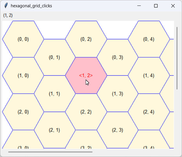 [Clicking on a hexagonal grid drawn with Python]