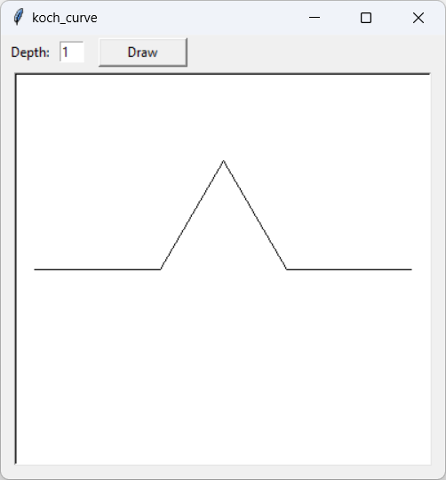 [A depth 1 Koch curve fractal drawn with Python]