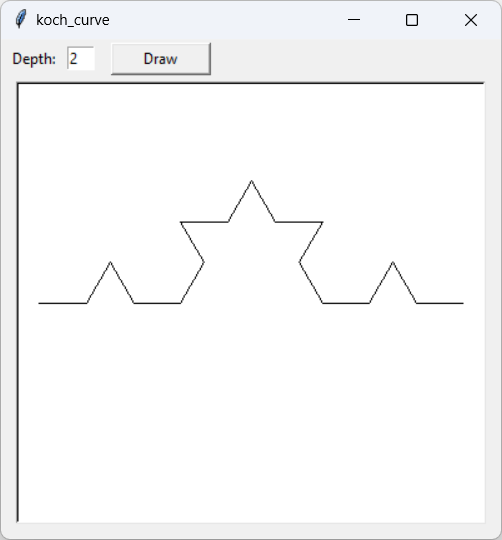 [A depth 2 Koch curve fractal drawn with Python]