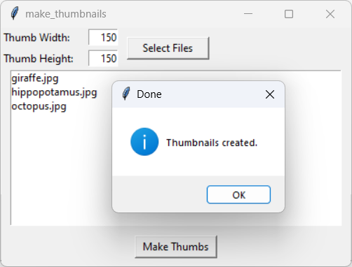 [The program creating thumbnail images]