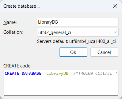 [Create a new database]
