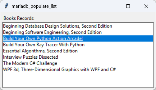 [This program loads its listbox from a MariaDB database query]