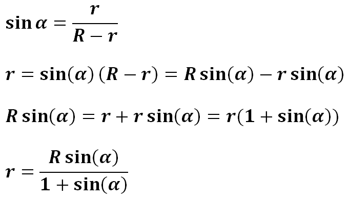[Calculating the smaller circle radius r]