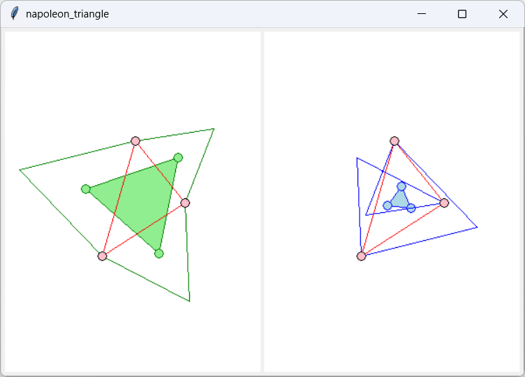 [A program demonstrating Napoleon's theorem in Python]