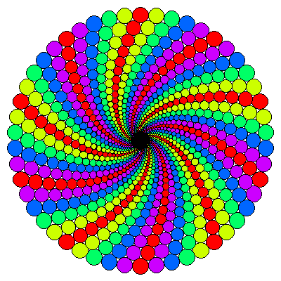 [Colorful rings of nested circles drawn in Python]