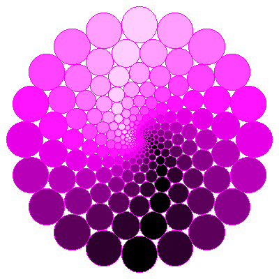 [Rings of nested circles colored to make a spiral pattern in Python]