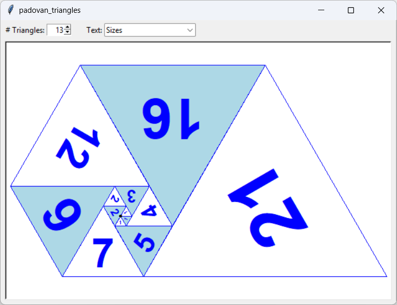 [Padovan triangles drawn in Python]