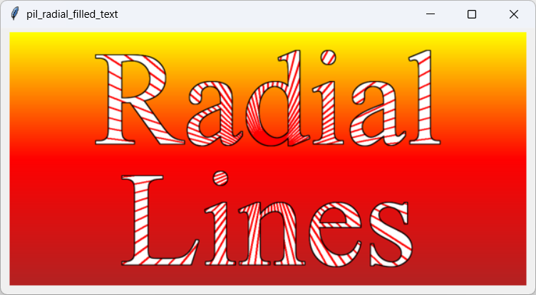[Text filled with anti-aliased radial lines in Python]