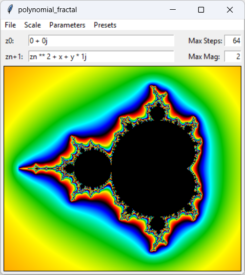 [This program draws escape time polynomial fractals in Python]