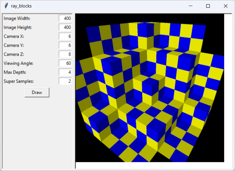 [An interesting collection of colored blocks drawn with ray tracing in Python]