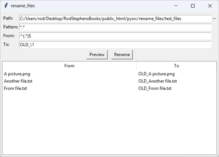 [This example lets you use regular expressions to rename files in Python]