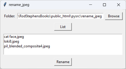 [Renaming JPEG files to JPG files in a selected directory in Python]