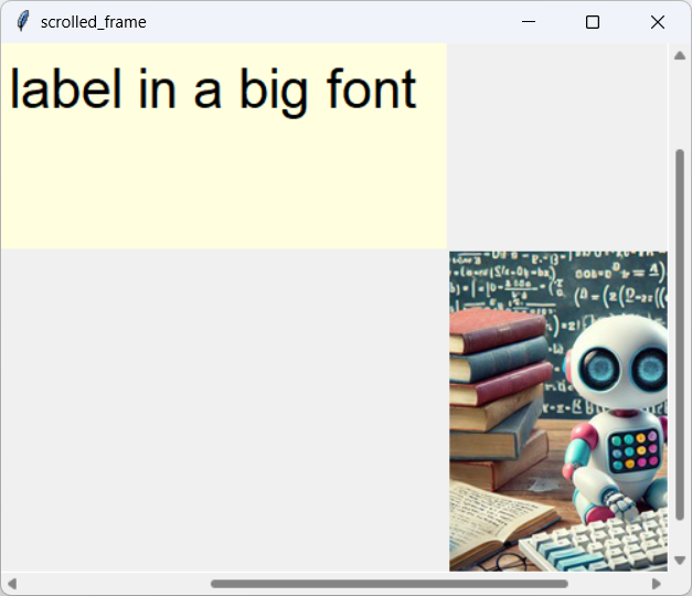 [A scrolled frame holding a large label and a picture]
