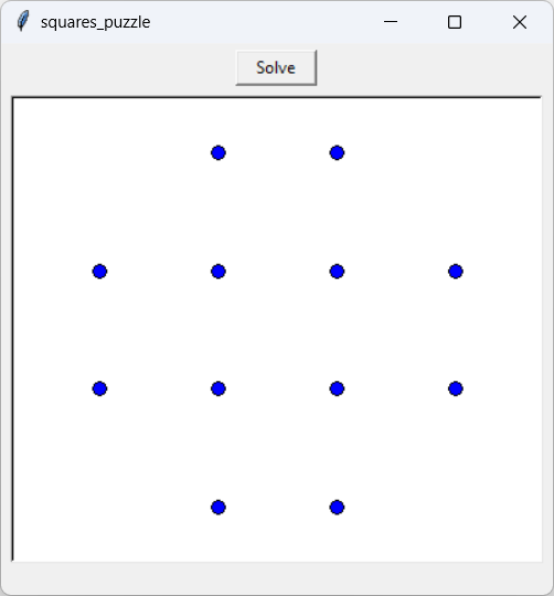 [You must connect the 12 dots to make as many squares as possible.]