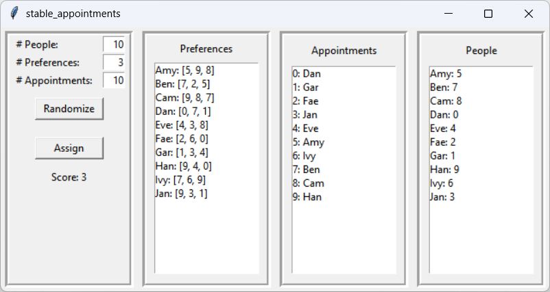 [Stable appointments made in Python]