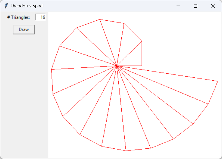 [A spiral of Theodorus drawn in Python]