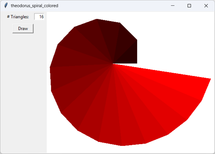 [A colored spiral of Theodorus drawn in Python]