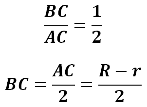 [These equations find BC in terms of R and r]