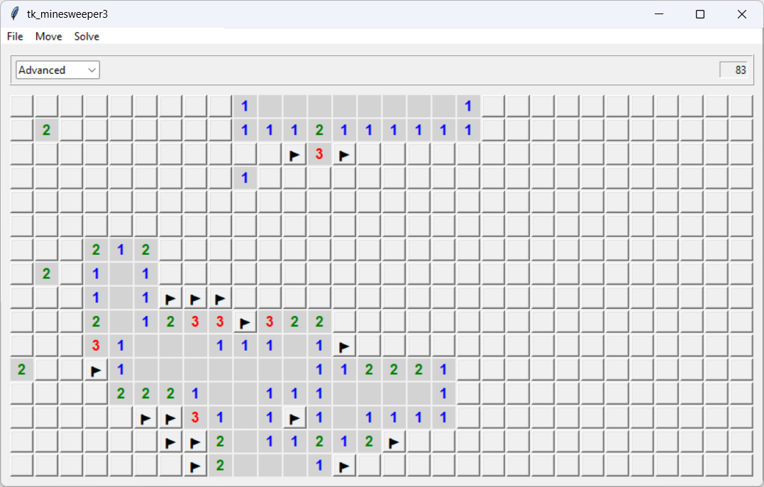 [A minesweeper game built with Python and tkinter that flags cells that must be mines]
