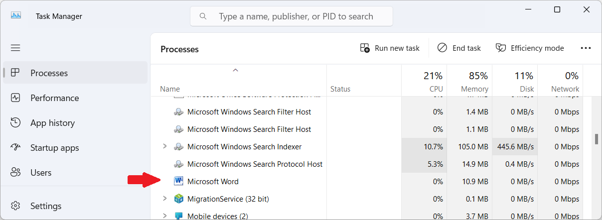 [Tracking down the Microsoft Word server]